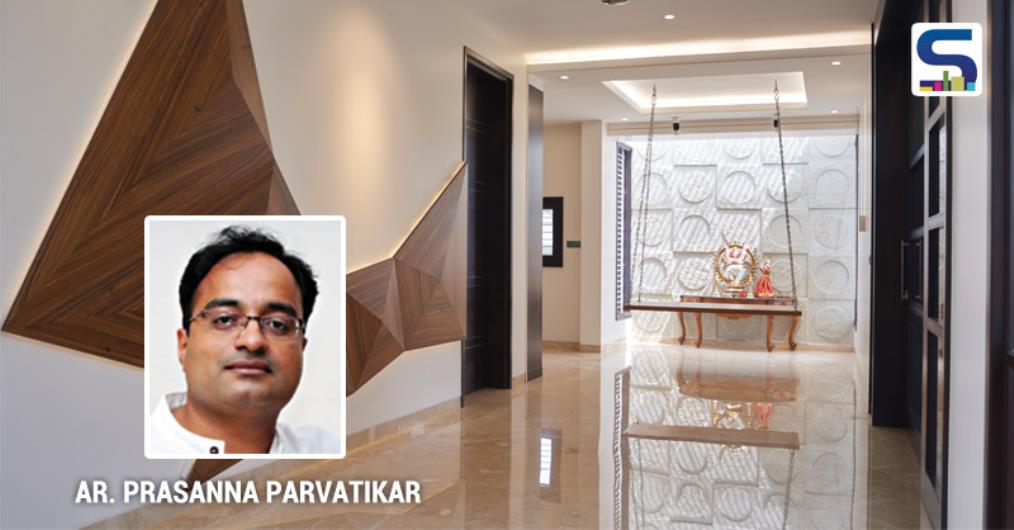 The home is divided into two parts and has a linear passage connecting it. The aim was to break the monotony of the linear passage.