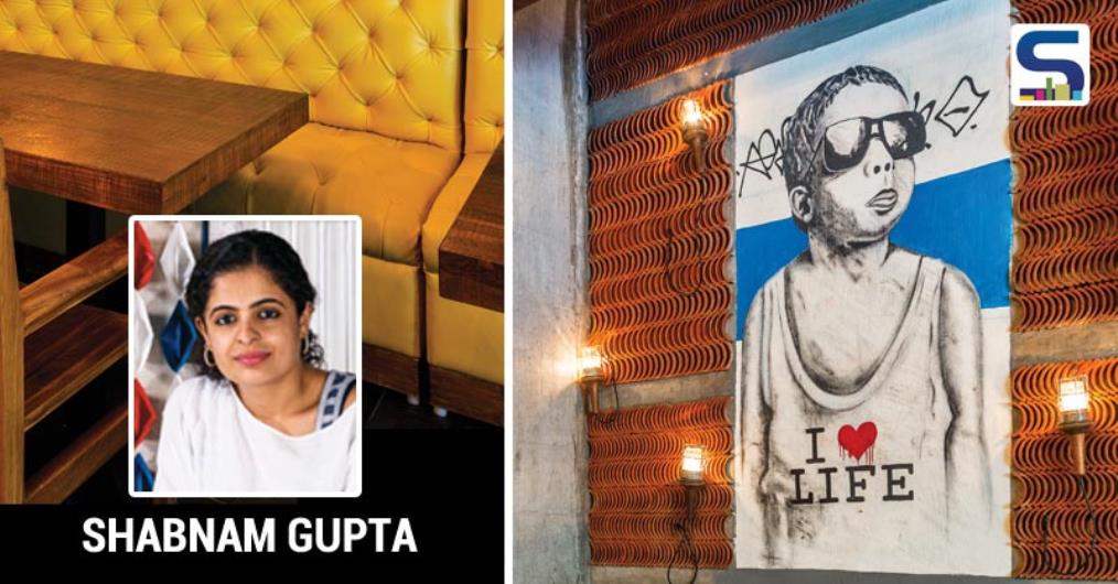 Shabnam Gupta says, “The idea was to create a green industrial haven with bursts of colour in the midst of a busy corporate backdrop. Keeping in mind the vibe of the brand TBSE, the design is youthful and edgy with the kavlu wall installation being an important element.