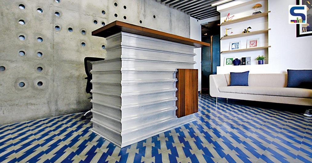 In this 4000 sq ft office in Pune, architects Sameer Balvally & Shilpa Jain Balvally have used construction materials in its raw & natural form.