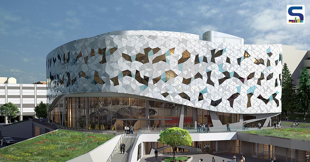 Its shimmering patterns reflectivity of Aluminium & Glass panels are always changing, much like the students work that will be created within it.