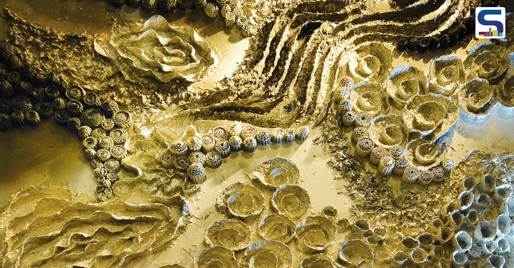 Artist Shruti Jhaveri perfectly amalgamates philosophy and life through her somewhat “asymmetrical” artworks done using mould waste paper, chemicals, coral reefs and what not to create a 3-d effect on canvas
