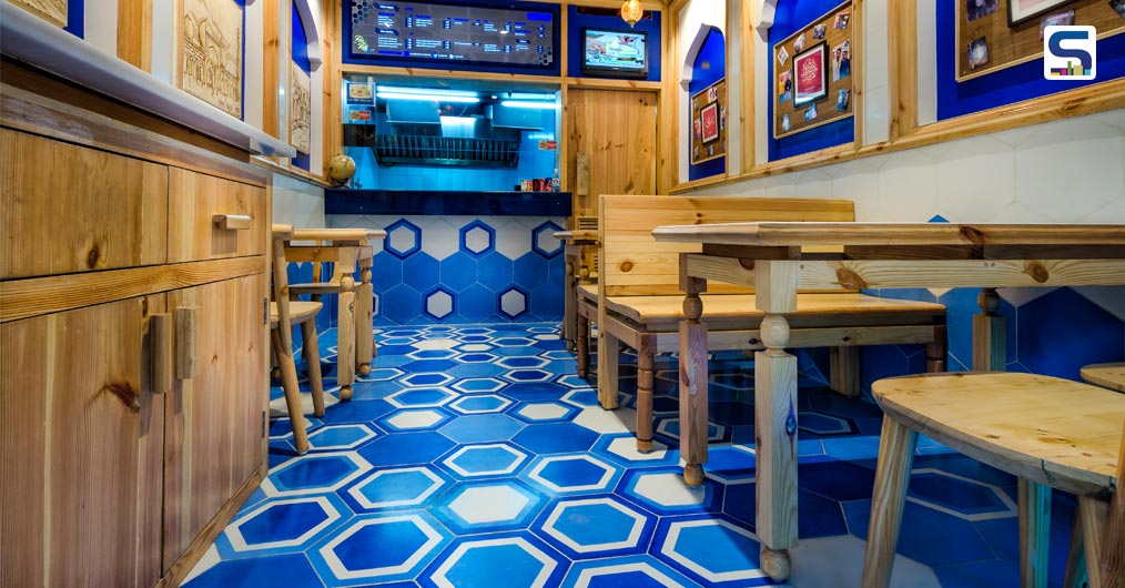 The use of Pine wood offsets the blue colour creating a warm balance to the cool tones of blue. The Vital aspect of the design is that it engages the five senses, the visual with the use of texture and colour, the softness of the fabric and the woodwork engage the sense of touch.