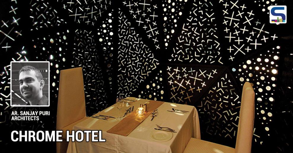 The hotel is planned in eight levels with public spaces occupying the first three levels and four levels of rooms above with a rooftop lounge bar on the topmost floor. Since there was nothing in the surroundings to look out to at the lower levels, the entire volume..