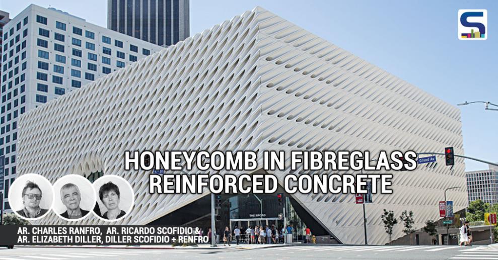 The white honeycomb covering is suspended over the interior box, letting in natural light, but preventing direct sun exposure to the art within. The museum’s veil lifts at the corners, welcoming visitors to active lobby.
