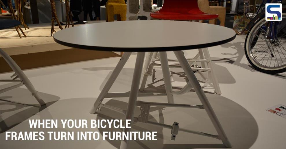 In order to create a unique piece of furniture out of every chair, used and no longer required metal is used. Old bicycle parts are sorted, cut, welded, blasted and powdered. Unique chair bases are created in infinite variations
