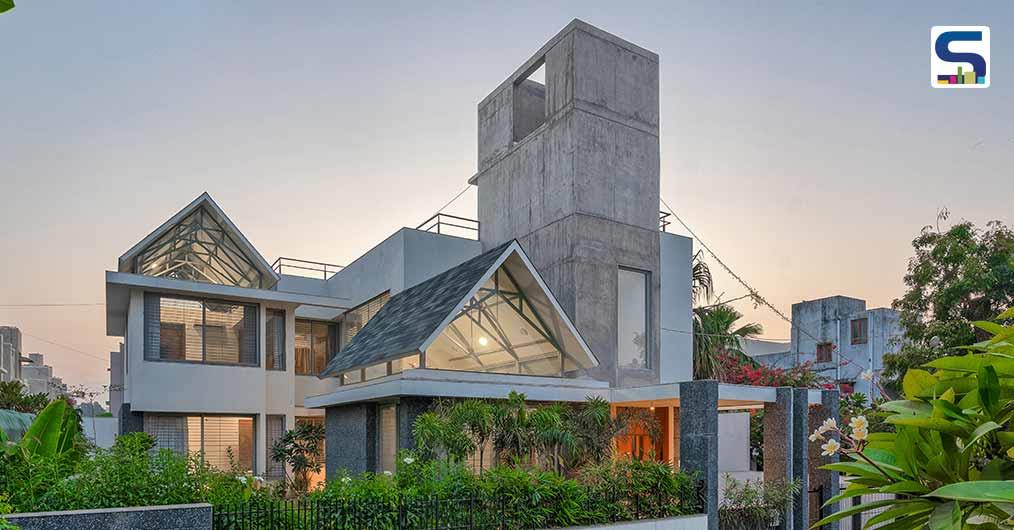 UA Lab Integrates An Angled Gable Roof in This Family Home in Ahmedabad | Gable House