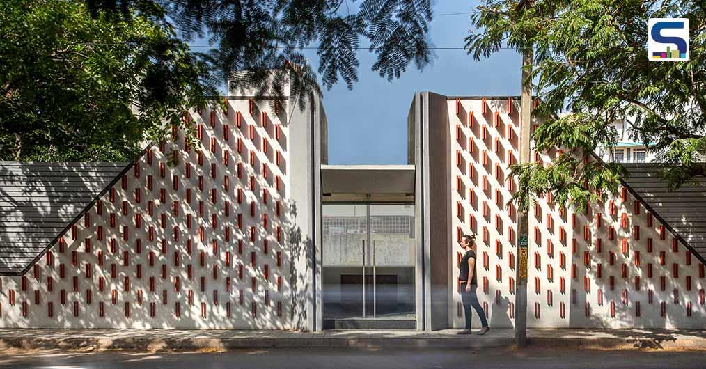 Playball Studio Designs An Ephemeral Sales Pavilion in Gujarat Featuring Terracotta-Colour Fins on its Façade