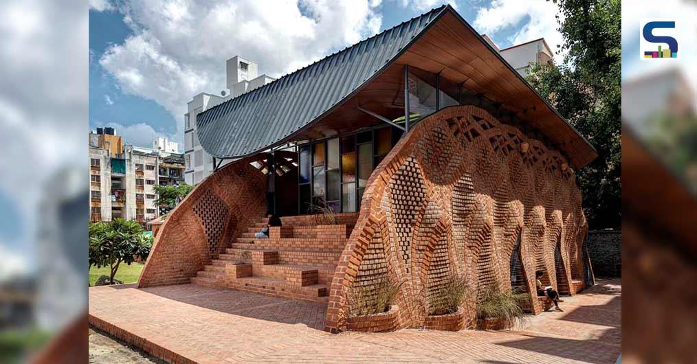 The Rippling Artistic Brick Walls Accentuate the PMA Madhushalas Community Center in Pune