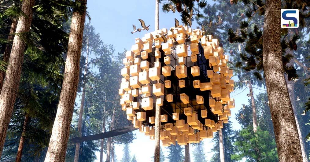 Bjarke Ingels Group Designs A Unique Hotel Room Clad in 350 Birdhouses | Sweden | Biosphere