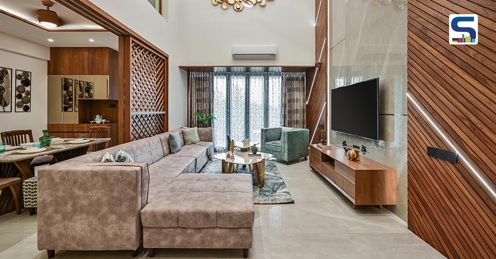 This Pune Apartment Embraces Earthy Material Palette With Rich Wooden Textures and Metallic Finishes | Nainesh Mutha Architects