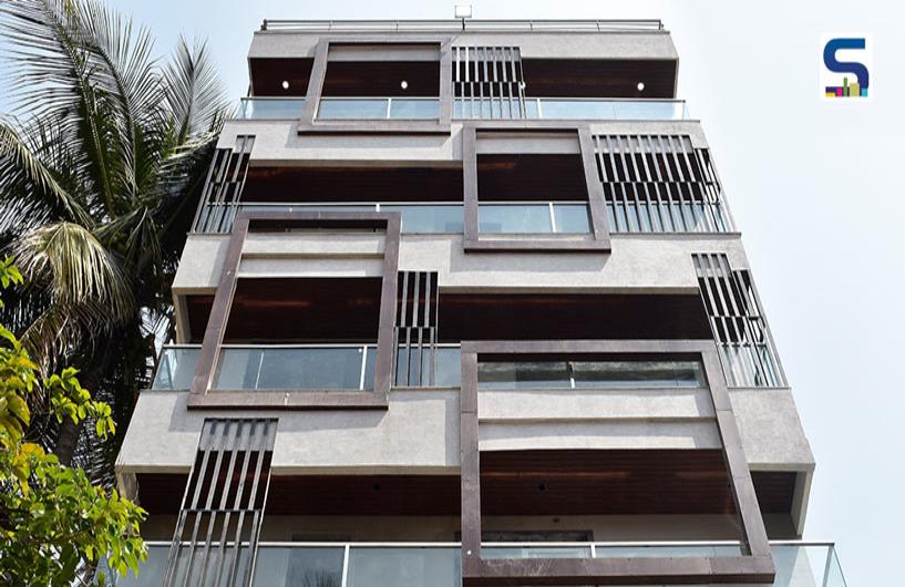 Framed Boxes Create A Visual Rhythm Across The Contemporary Gray Facade of This Building | Aura | A.J Architects