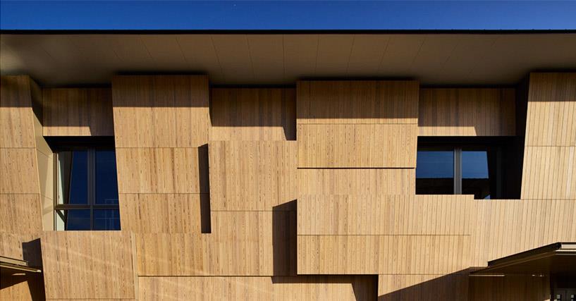 Folding Wood Panels Cover The Facade of Yokohama International School Campus