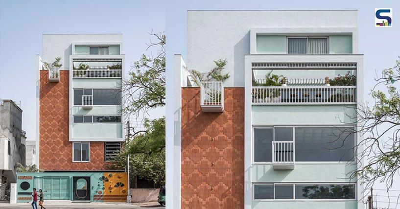 MPDS New Office In Vadodara Features Unique Brick Patterned Facade Adorned With Polychromatic Shades and Artistic Interiors