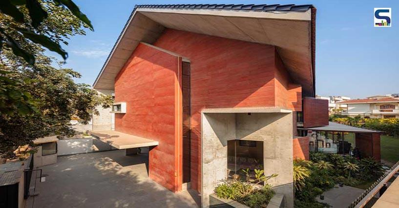 Red Concrete House in Gurugram Creates A Dialogue Between Whimsy And Simplicity | Anagram Architects