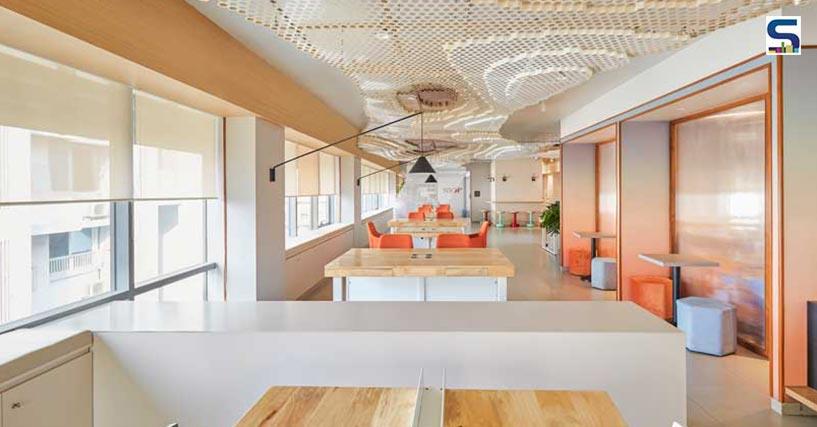 Charming Aluminium Meshwork Travels Through The Ceiling of Soch Office in Mumbai | Saniya Kantawala Design