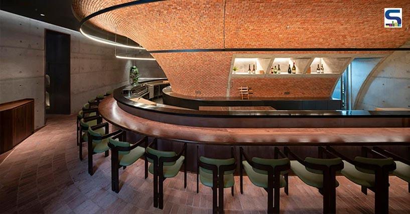 brick funnel in restaurant bar dining area