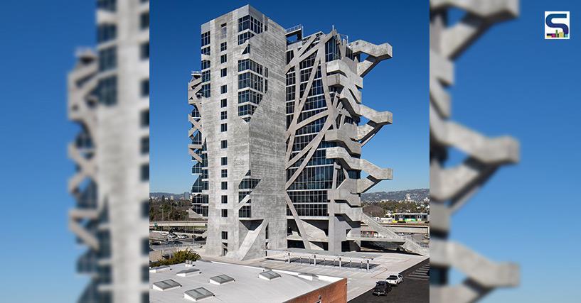 Sculptural 235-Foot Steel Structure Of A T-Shaped Office Building of (W)rapper Tower |  Los Angeles | Eric Owen Moss Architects