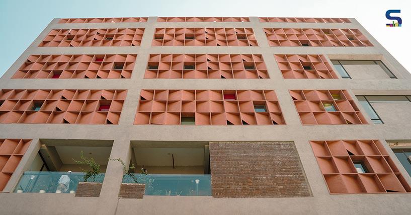 Striking 65,000-Wire-Cut Red Brick Facade in Gurugram Designed by Logic Design + Build