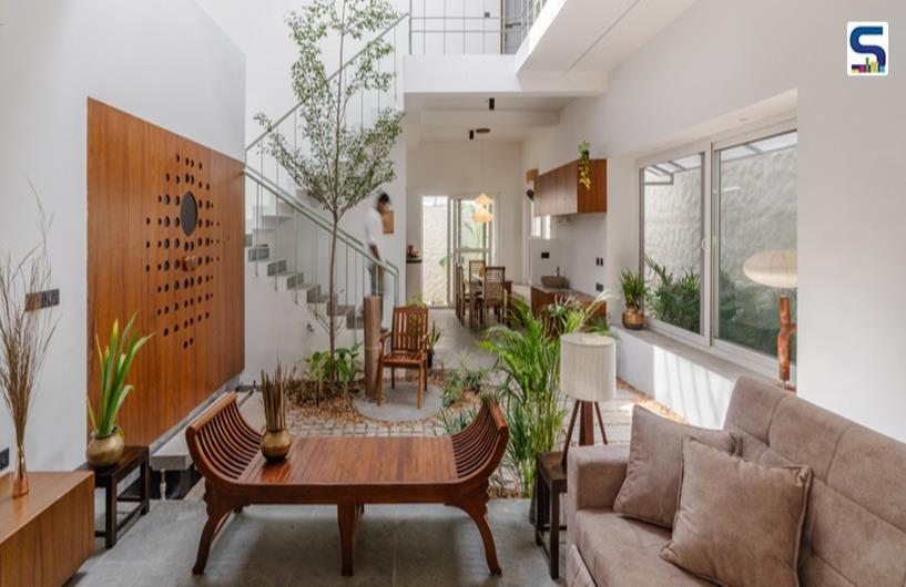 A Combination of Stone, Metal, Wood, and Vegetation in This Puducherry Home | Seeders Biophilic Architecture Studio