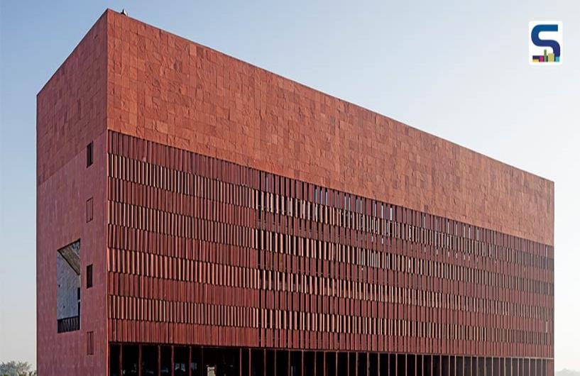 Red Agra Stone Adorned Edifice | Designplus Architecture(DPA)
