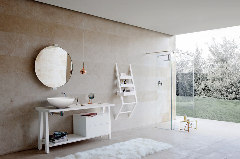 Especially natural stone like Calcutta and Statuary with light gray and beige veining will work well. Even fixtures in white are in strong demand as white is a colour which works well with any style setting be it contemporary, classic or modern.