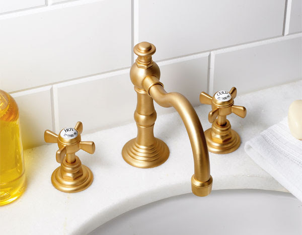 Gold for plumbing fixtures is becoming popular – not brassy gold but more in antique finish.  They never go out of style. Antique brassy gold finishes in the bathroom keeps coming back in trend every few years.