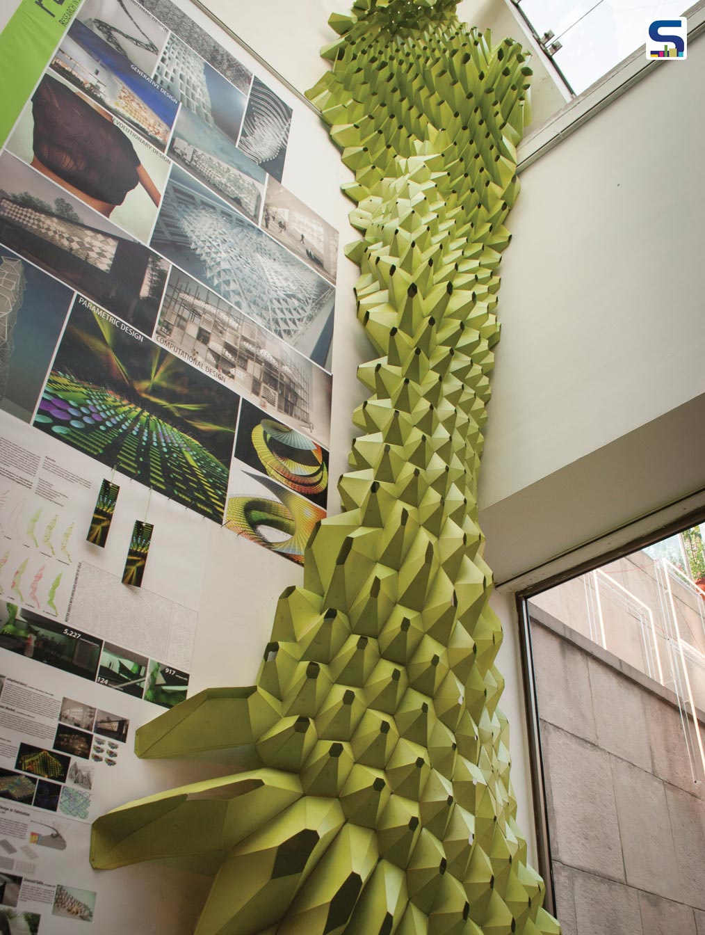 CMF System (Cellular Morphology Façade) is digitally retrofitted on S-W façade of the tower and consists of multiple unique components of hexagon topology. The hexa-grid system is controlled through an algorithm that alters its density and attraction during the concept design stage.