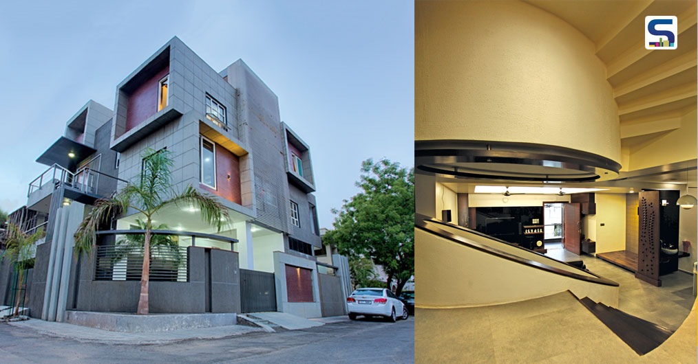To manifest this, we provided different levels for private and public spaces from inside, center has kept throughout open for internal connectivity between both residences. The levels are kept in such a manner that they can get more open volume at the North-West street corner to provide more open spatial experience while entering the building.