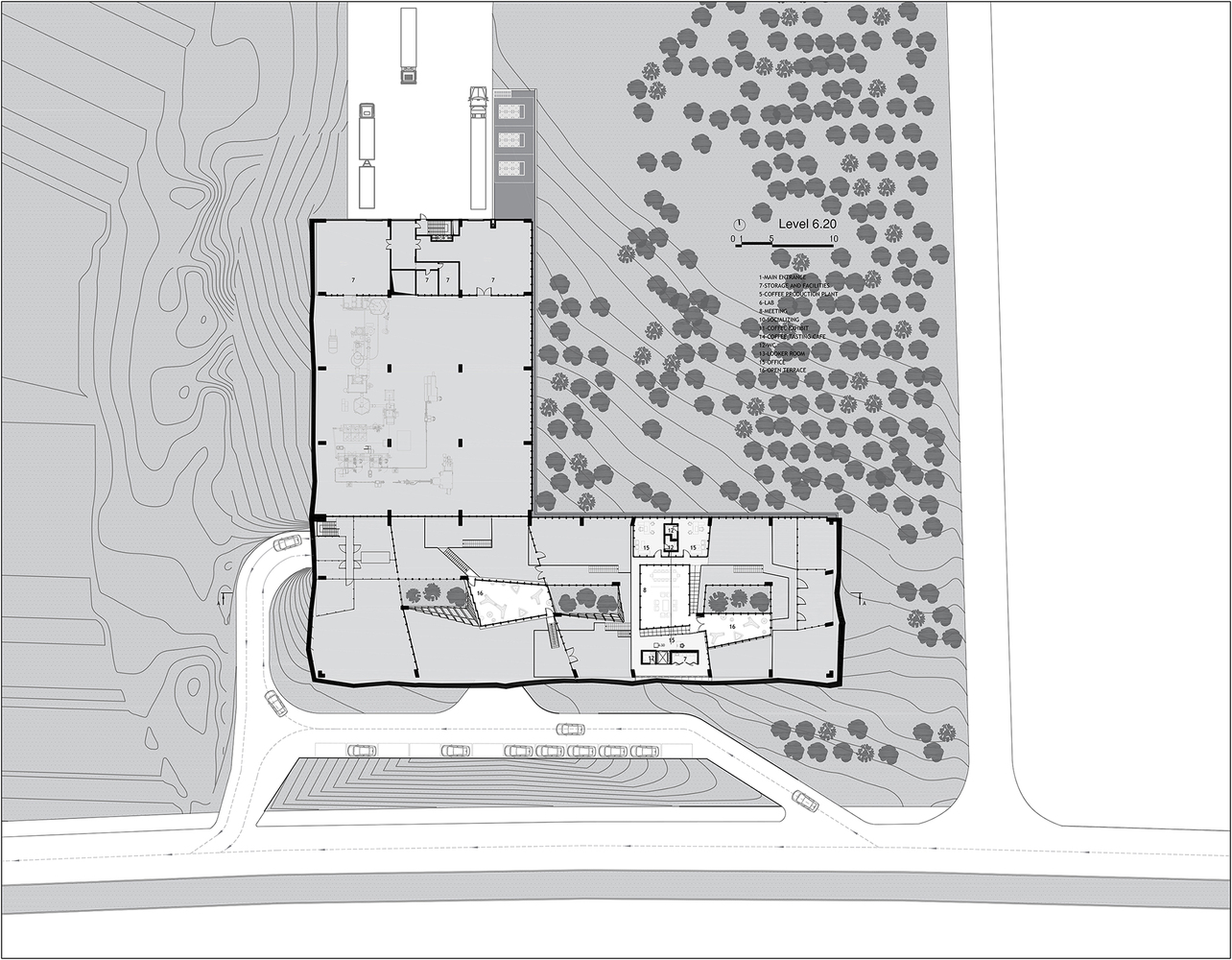 Concrete Facade and a Freen Roofs