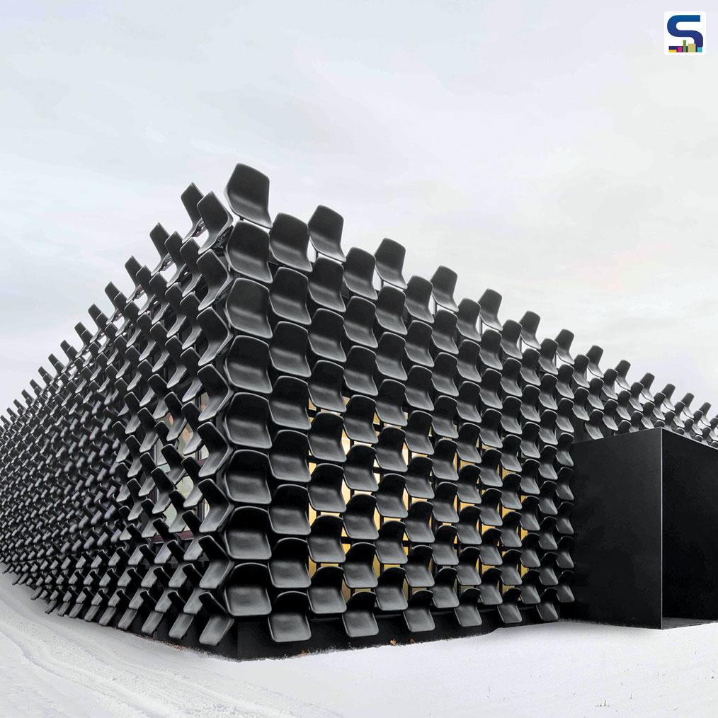 The new furniture showroom located on the outskirts of a housing estate in Brno soon going to have an unusual façade design formed by a structure of plastic chairs.