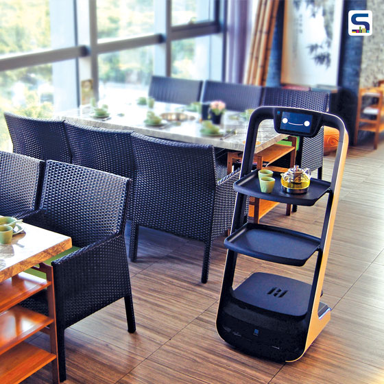The advanced, delivery-robot is designed to help waiters in restaurants by bringing orders to the guest using high-precision laser radar technology.