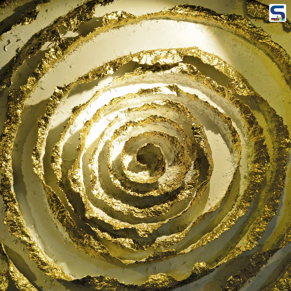 Artist Shruti Jhaveri perfectly amalgamates philosophy and life through her somewhat “asymmetrical” artworks done using mould waste paper, chemicals, coral reefs and what not to create a 3-d effect on canvas