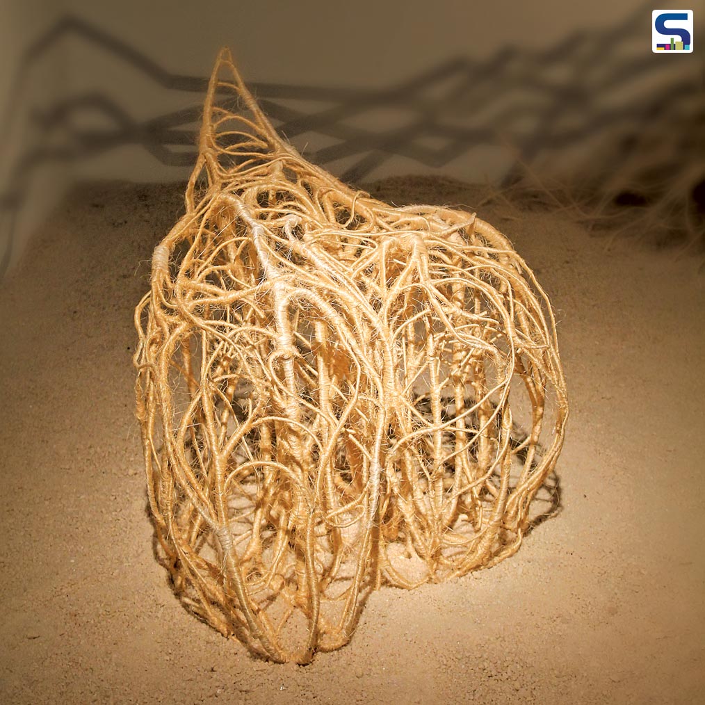Inspired by nature, a chair built using fiber of hemp and wire