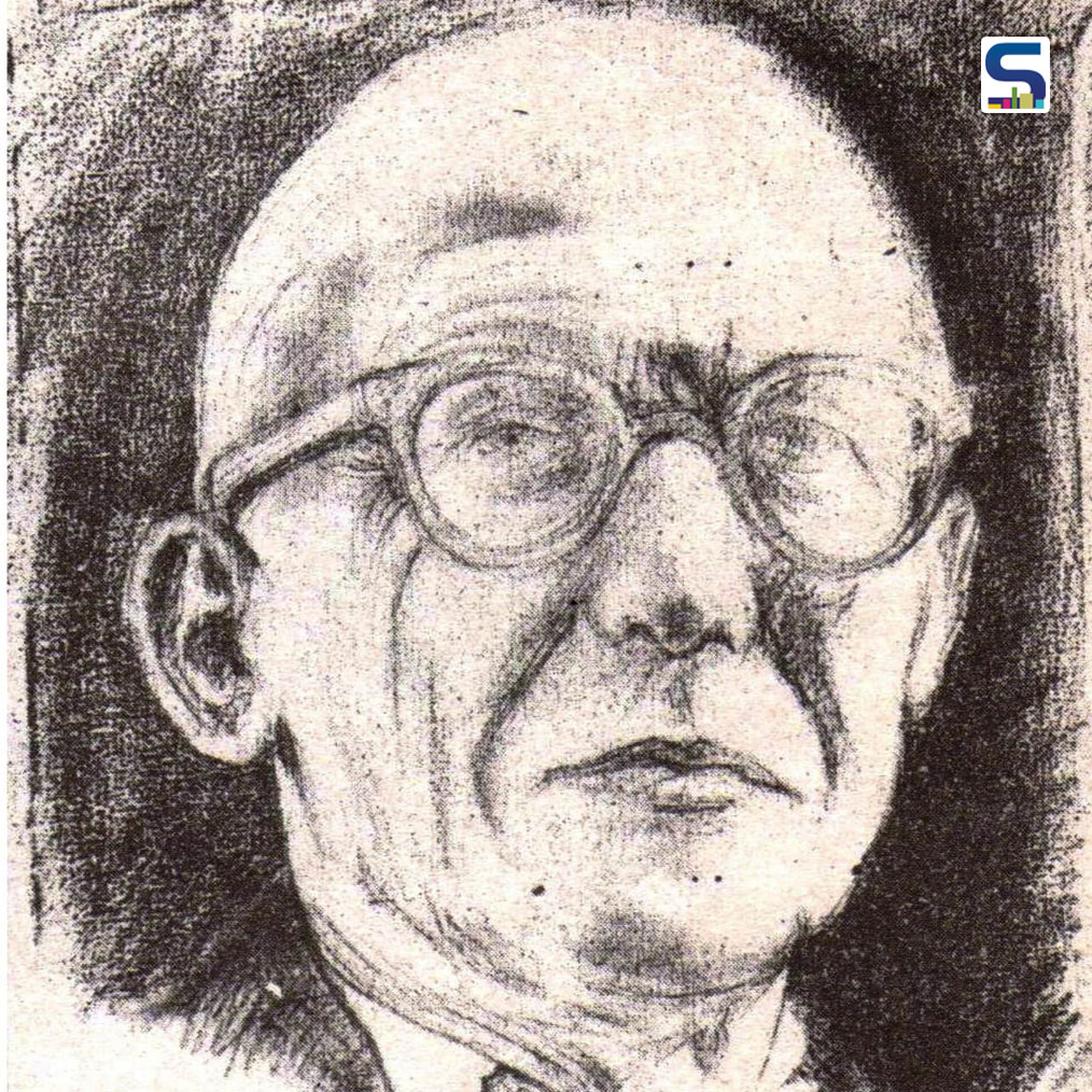 A hand sketch of Ar Le Corbusier by Prof SS Bhatti