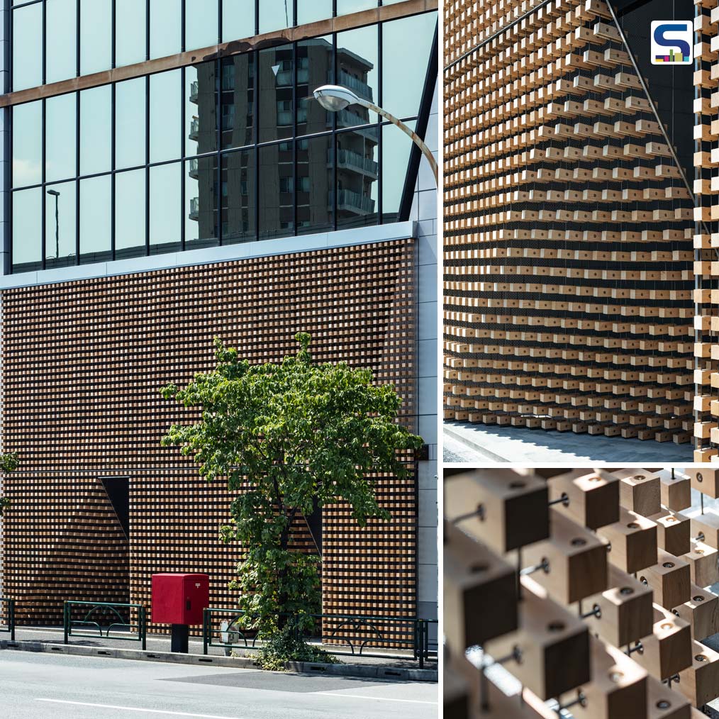 Wooden Blocks into ‘Lumbar Curtain’ Facade in Tokyo by Tsukagoshi Miyashita Sekkei