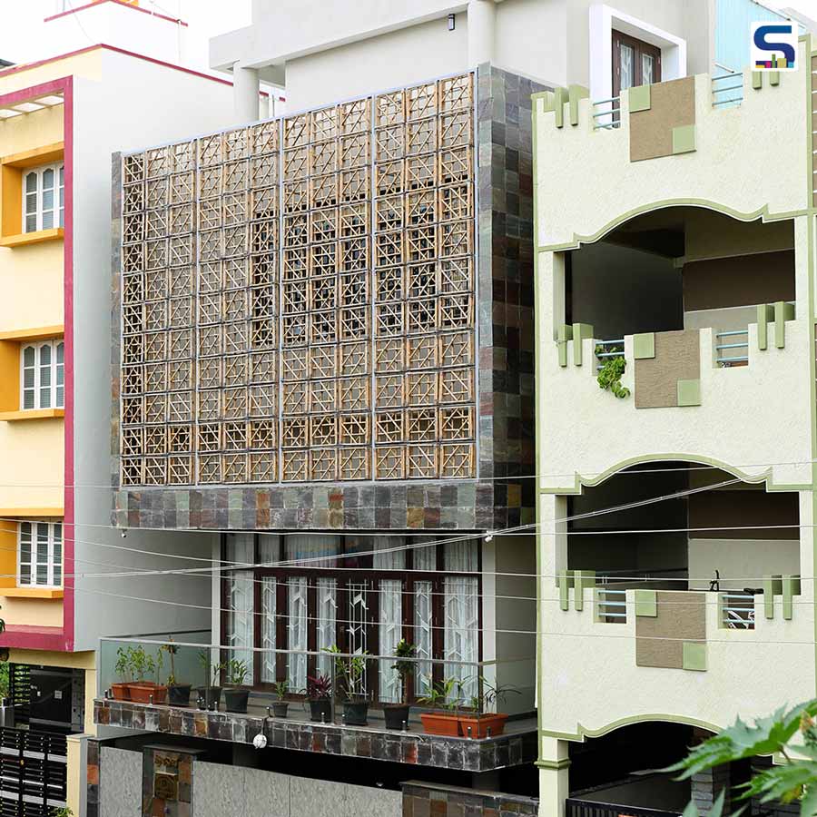 Latticed Bamboo Screen Wraps The Facade of This House in Bengaluru | Bidiru Mane | RR Architects and Associates