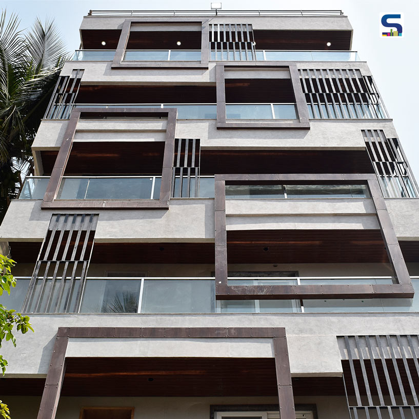 Framed Boxes Create A Visual Rhythm Across The Contemporary Gray Facade of This Building | Aura | A.J Architects