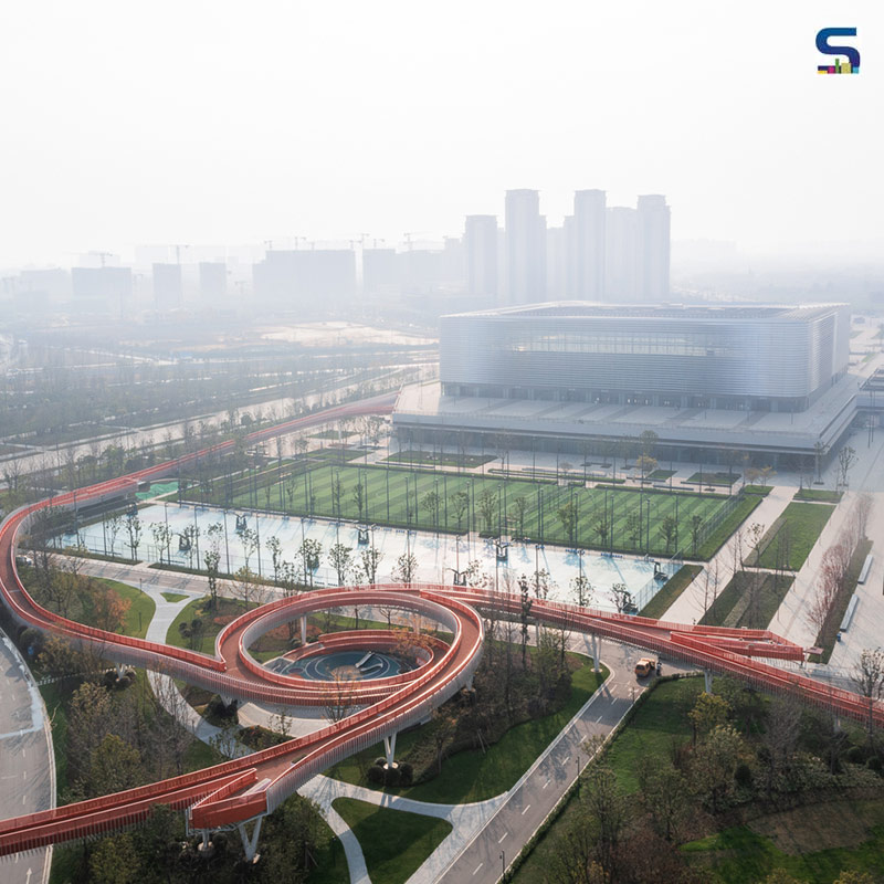 Twisting Orange-Toned Corridors Wrapping Dongan Lake Sports Park in China | Atelier sq
