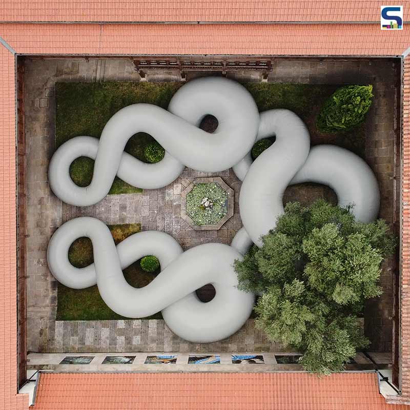 An Ephemeral Inflated Installation Covers The Sacred Art Museum Courtyard In Bilbao | Martillo Neumatico | Spain