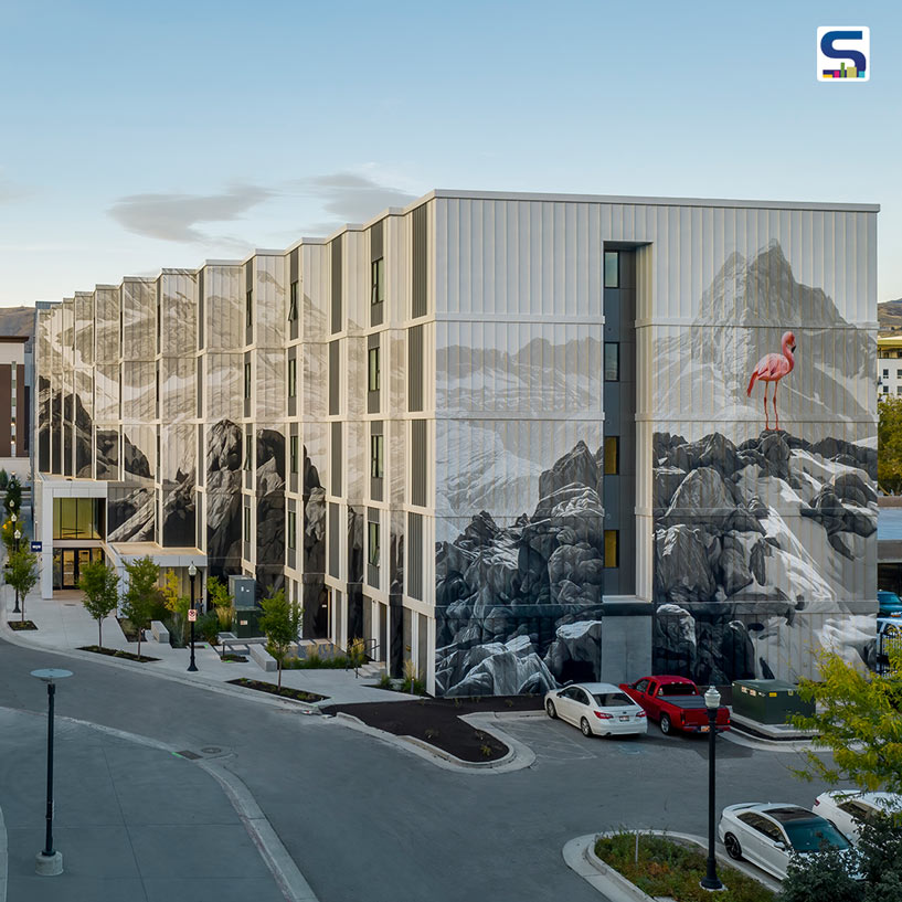 Hand-Painted Mural Adorns The Rear Façade of This Sustainable Mixed-Use Building in Salt Lake City, USA | Mya and The Shop SLC