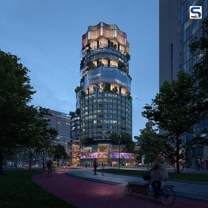 The First Net Zero Mixed-Use Skyscraper In The Netherlands, Accentuated By Its Cylindrical Form and Faceted Glass Facade | Heatherwick Studio | Barcode Architects