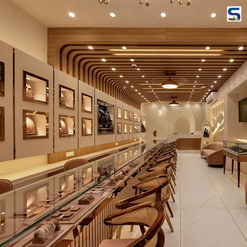 Classic Meets Modern in This Jewelry Store Design in Gujarat, Harmonizing Sleek Lines and Natural Accents