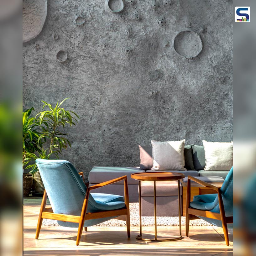 Moon-Inspired House in Goa With A Curved Entrance and Local Slate Stone Facade | SAV Architecture + Design