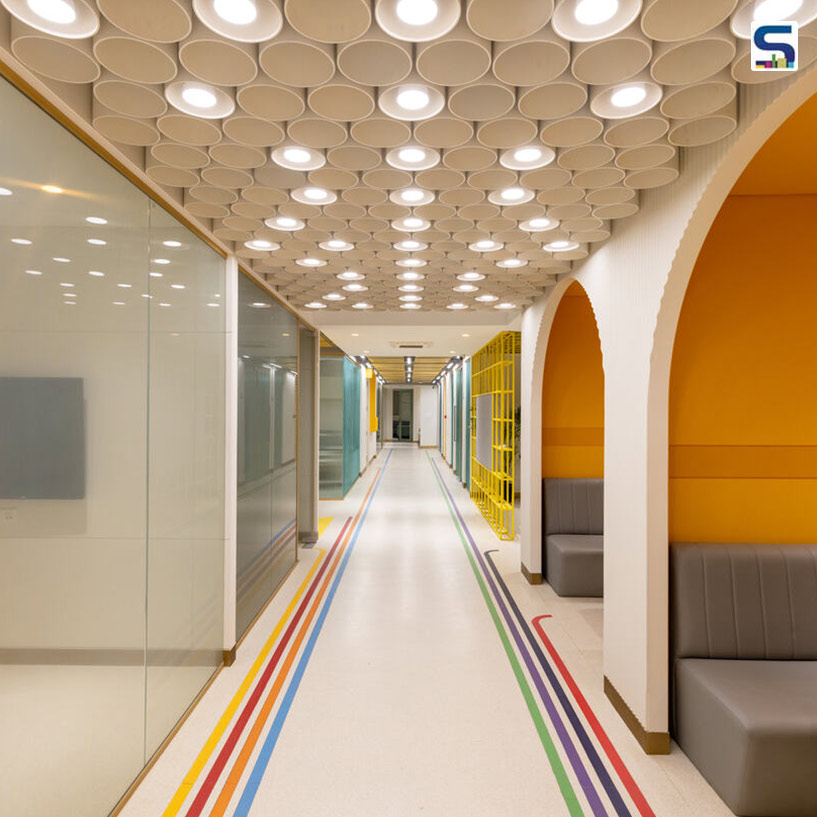 Repurposed PVC Pipes and Perforated Mesh Panels Define the Unique Ceiling of this Vibrant School of Design in Pune | Resaiki