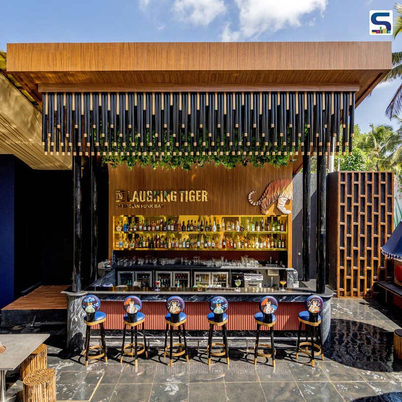 Stylish Goa Bar with a Retractable Roof and Eye-Catching Tiger Tail Backlight | Danza Del Design 104