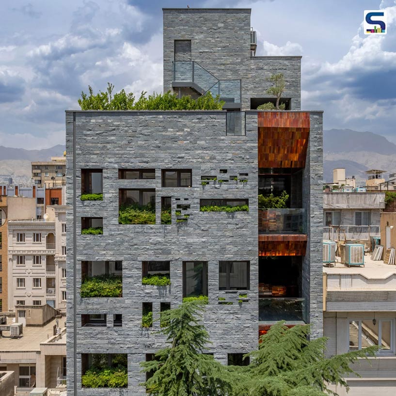 Innovative Use of Recycled Stones and Copper-Colored Bricks  in This Tehran Building by Hooba Design Group