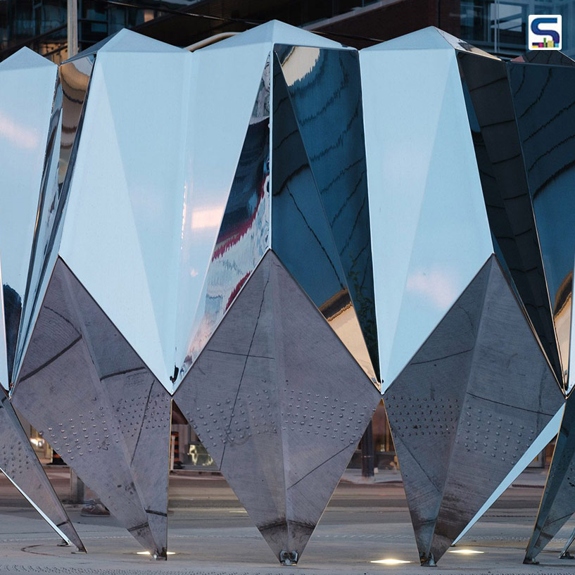 Jyhling Lees Origami-Inspired Stainless Steel Sculpture | Toronto
