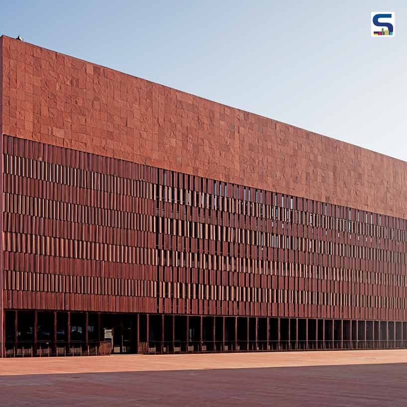 Red Agra Stone Adorned Edifice | Designplus Architecture(DPA)