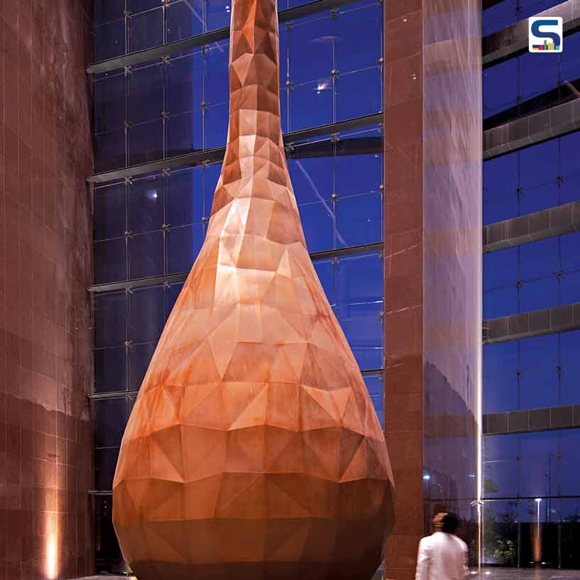 Surat Diamond Bourse’s 80 ft Stainless Steel Droplet Sculpture | Morphogenesis