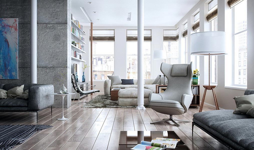 round column in living room